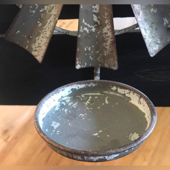 Farmhouse Windmill Candle Holder Wall Art Handmade Metal Holder - Picture 4 of 6